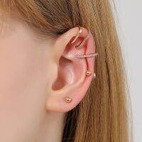 [COD] minimalist geometric ear clip set cold micro-inlaid zircon hole-free 3-piece one-piece earrings for women