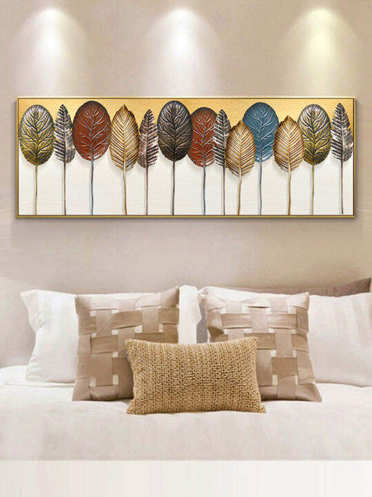 Behind the bed wall decoration painting bedroom wall long horizontal
