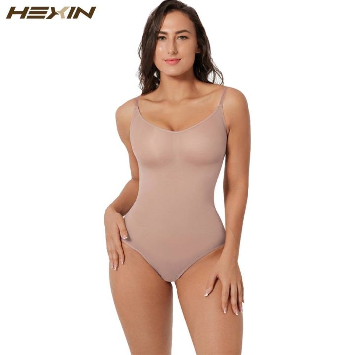 Fajas Colombianas Women V Neck Smooth Shapewear Bodysuit Tummy Control Full  Body Shaper Push Up Butt Lifter Invisible Underwear Color: Nude, Size: XL