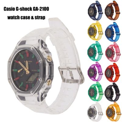 ☬ Transparent Watch Case and Band for Casio G-SHOCK GA-2100 Accessories Refit Watchband GA2100 Silicone Watch Band Straps
