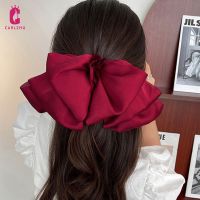 Korean Fashion Hair Bow for Women Red Black Ribbon Bow Tie Hairpin Elegant Ladies Hairgrips Headwear Hair Accessories Hair Clips