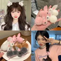 New Korean Hair Clip Hair Rope Sweet Cute Plush Rabbit Hairpin Rubber Band For Woman Girls Hair Accessories