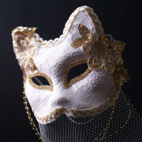 ? White Fox Cat Full Face Singing Cat Female Mask Anime Woman Adult Beauty Cosplay Japanese Style