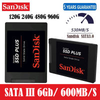 (ของแท้ของใหม่ 100%)Sandisk SSD PLUS 120GB/240GB/480GB/1TB Internal Solid State Disk Hard Drive SATA3 2.5 for Laptop Desktop PC