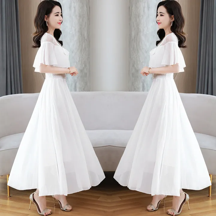 white chiffon dress casual