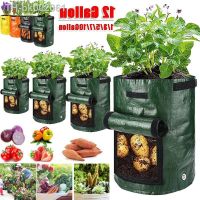 ❒⊕ Potato Grow Bags PE Vegetable Planter Growing Bag DIY Fabric Grow Pot Outdoor Garden Pots Garden Tools Veget Garden 1-12 Gallons