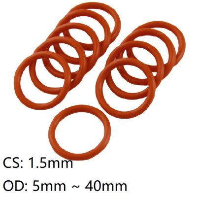 ความหนาแหวนเกรด Od 5ฉนวนกันน้ำ1.5Mm Od เครื่องซักผ้า Cs รอบ16มม. 40มม. ~ ซิลิโคน O 1.5มม. รูปร่างซีลยางสีแดงแดง O 10ชิ้นปะเก็นอาหาร (16Mm_1.5Mm Red_Od)