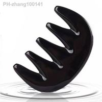 Massage Hair Comb Multifunctional Head Scraping Scalp Natural Black Buffalo Horn Large Five Teeth Combs