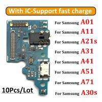 10Pcs / Lot USB Board พอร์ตชาร์จบอร์ด USB Connector Board Flex Cable สําหรับ Samsung A30S A307 A11 A21s A31 A41 A51 A71 A01 Core