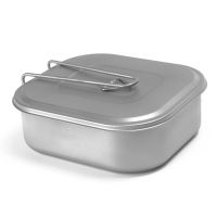 0.8mm Thick Titanium Lunch Box 1000ml Large Capacity Mess Tin with Lid Folding Handle Outdoor Camping Cookware