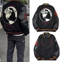 CODAndrew Hearst Dark Icon Embroidery Woolen Leather Sleeve Mens Baseball Jacket Autumn Streetwear Jackets for Men