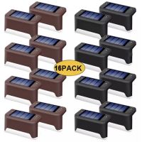 16 Pack Solar Deck Lights Outdoor Step Lights Waterproof Led Solar Lights for Railing Stairs Step Fence Yard Patio and Pathway