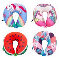 Cartoon Unicorn Travel Pillow for Airplane Flamingos Particles Neck Car Plane Pillows Cute Cushion for Adults and Kids Travel pillows