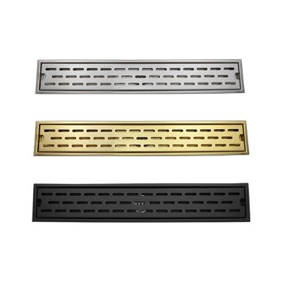 Brushed Gold Black Invisible Bath Floor Drain Long Strip Floor Drain Shower Displacement 60CM Cover Square Drainage for Bathroom