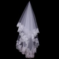 Hot Wedding Accessories Short Wedding Veil White Ivory One Layer Bridal Veil Appliques Lace Edge No Comb Originally Hair Accessories