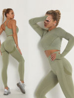 Womens Sets Skinny Tracksuit Breathable Long Sleeve Top Seamless Outfits High Waist Push Up Leggings Gym Clothes Sport Suit