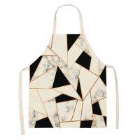 Geometric Kitchen Aprons Cotton Linen Unisex Home Cooking Baking Shop Cleaning Bibs