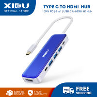 XIDU USB C HUB ปลักไฟ 6 In 1 USB 3.0ประเภท C ถึง HDMI USB Hub 100W PD แท่นชาร์จสำหรับ MacBook Pro Nintendo Huawei P30/P20 Usb Samsung Usb C อะแดปเตอร์/iPad Pro และ USB C อุปกรณ์