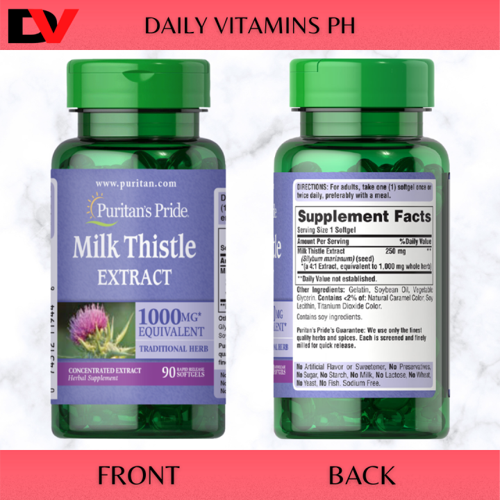 Puritan’s Pride Milk Thistle Extract 1000mg, 90 Softgels Support Healthy Liver Function
