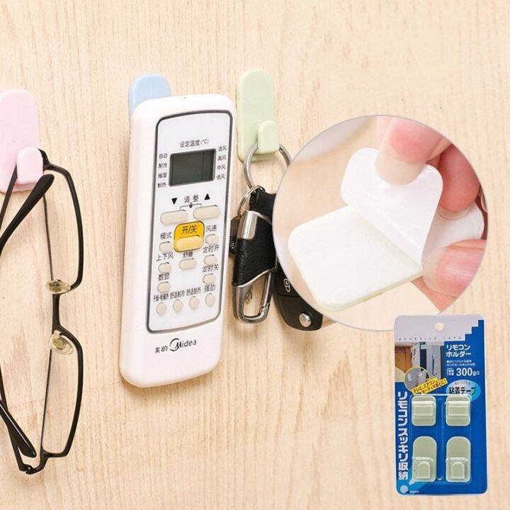 ready-stock-4pcs-set-plastic-hooks-sticky-hook-remote-control-key-practical-wall-storage-holder-organizer-plastic-hooks