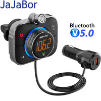 JaJaBor Car FM Transmitter AUX Audio Music Receiver Bass PD 20W Type C QC3.0 USB Charger Handsfree Bluetooth 5.0 Car Kit