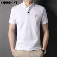 COODRONY ยี่ห้อฤดูร้อนมาใหม่ผ้าฝ้ายแท้เปิดลงปกแขนสั้นสีทึบเสื้อโปโลผู้ชายเสื้อผ้า Homme Z5222S