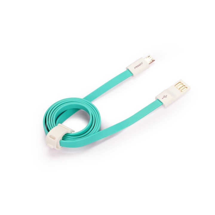 pisen-สายชาร์จ-micro-usb-noodle-data-transmit-and-charging-cable-ยาว-800-mm-อุปกรณ์สำหรับรีชาร์จและซิงค์เพื่อโอนถ่ายข้อมูลแบบ-2-in-1-usb-2-0-แรงดันสูง-สีฟ้าเขียว