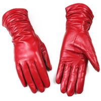 Sheepskin Leather Gloves Women 39;s Fashion Elastic Style Velvet Lining to Keep Warm in Autumn and Winter Retro Color Points