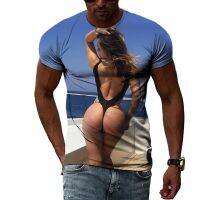 2023 Hip Hop Beach Sexy Swimsuit Model 3D HD Printing Summer Mens T-Shirt Funny Alternative Fashion Cool Quick Dry Classic Tops 6XL