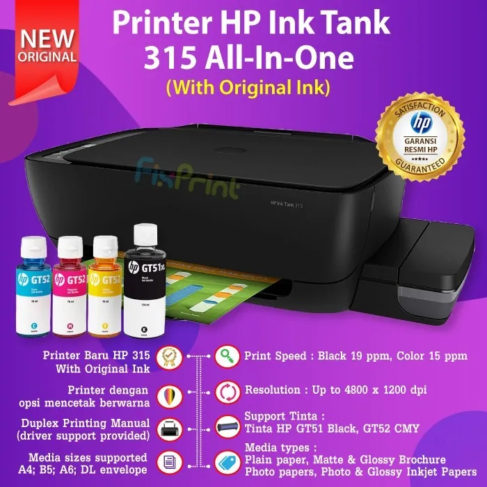 Printer Hp Ink Tank 315 Print Scan Copy Inktank Infus Original 319 Lazada Indonesia 5137