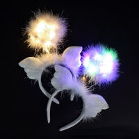 20pcs Feather LED Light Glow Angel Halo Hair Hoop Wreath Headdress Decoration Party Children Christmas Easter