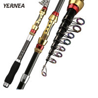 Yernea Short Sea Fishing Rods Fiber escopic Fishing Rod 99 Carbon 1.8-3.6M Spinning escopic Fishing Tackle Spinning Rod