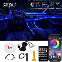 ไฟ LED ภายในรถ Ambient Strip RGB Fiber Optic Atmosphere Neon Lighting Kit Wapp Remote Control Auto Decorative Lamps