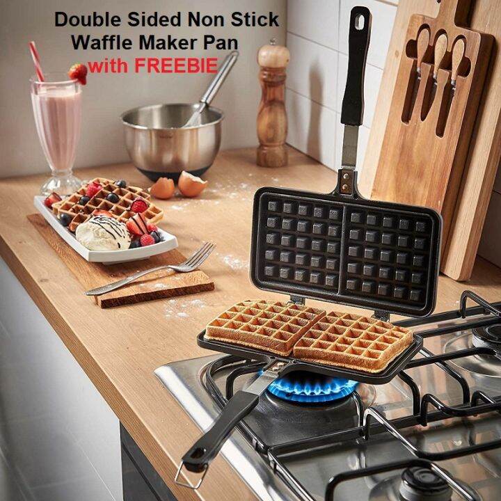 Heavy Duty Rectangle Double Waffle Maker Pan NonStick Iron Double