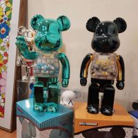 ฟิกเกอร์ตัวต่อ รูปหมี Violent Bear Swing bearbrick400% สีดํา ทอง สีเขียวทะเลสาบ