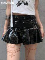 [COD] IAMSURE Preppy Pu Leather Pleated Skirt Mid-Waisted Skirts 2023 Fashion Streetwear