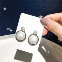 [COD] Personality simple European and retro cold pearl pendant earrings temperament Korean net red same style women