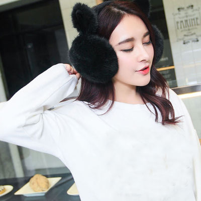 Lovely Cat Ear Cache Warm Comfort Bowknot Earmuffs Women Trendy Faux Fur Ladies Cute Fluffy Winter