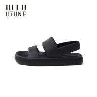 UTUNE Mens Sandals Summer Platform Shoes Women Beach Outside EVA Slippers Man Soft Thick Sole Non-slip Indoor Slides Cool Black