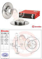 08 A298 10 จานเบรก-หลัง (ยี่ห้อ Brembo รุ่น STD) TOYOTA Corolla โคโรลล่า ไฮทอร์ค AE111/112 ปี1997-2002