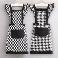 Fashion lace princess sweet household kitchen cooking apron corduroy ms han edition checkerboard brim corset