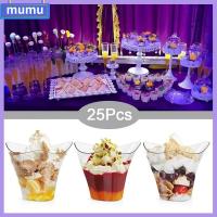 MUMU 25PCS พลาสติกทำจากพลาสติก ถ้วยขนมหวาน 3.4ออนซ์ มูสของหวาน ถ้วยพุดดิ้งแช่แข็ง ทนทานต่อการใช้งาน ใช้แล้วทิ้ง ถ้วยใส่ไอศกรีม วันเกิดปาร์ตี้วันเกิด