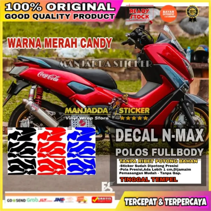 DECAL POLOS NMAX FULLBODY WARNA MERAH CANDY sticker motor variasi