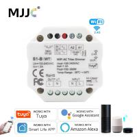 ☢┇☈ Tuya LED Dimmer 220V 110V 230V AC Traic Push Switch Smart Wifi Dimer for Bulb Light Lamp Work with Alexa Google Home S1-B-WT