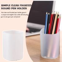 Creative Clear Frosted Round Pen Holder Transparent Pen Pen Container For Makeup Student Storage Box Desktop Brush B2V5