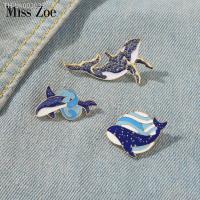 ❉ Sea Animals Enamel Pins Blue Whale Shark Brooches Bag Lapel Pin Cartoon Ocean Organism Badge Men Women Jewelry Gift for Child