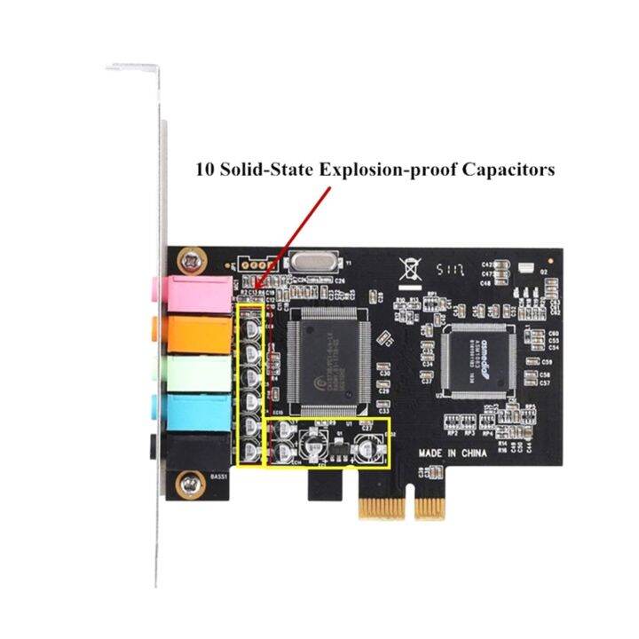 การ์ดเสียง-pcie-ร้อน5-1การ์ดเสียงภายในพร้อมขายึดโปรไฟล์ต่ำ-การ์ด-pci-e-สเตอริโอ3d-ชิป-cmi8738-3264บิต