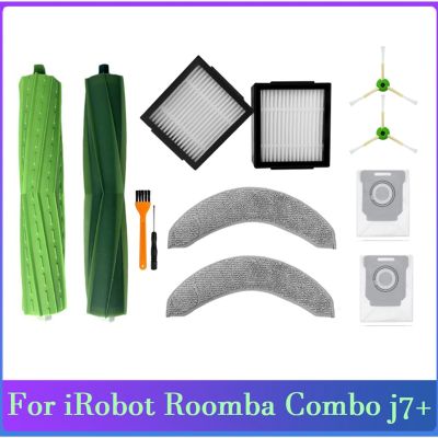 12ชิ้นเปลี่ยนอะไหล่สำหรับ Irobot Roomba Combo J7เครื่องดูดฝุ่นยางแปรง Hepafilter แปรงด้านข้างซับผ้าถุงเก็บฝุ่น