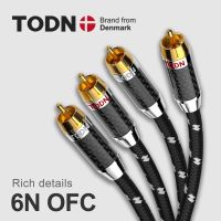 TODN 6N สายเคเบิล Rca 1คู่สายสัญญาณเสียงระดับ Hifi จาก2Rca ไปยัง2Rca สำหรับเครื่องขยายเสียง DAC DAP ตัวผู้ไปยังทีวีตัวผู้มิกเซอร์สตูดิโอในรถ1คู่