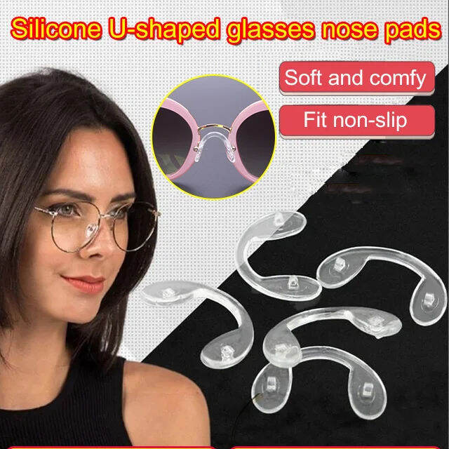 cengsha 5pcs Nose pads glasses accessories, stipules silicone ushaped
